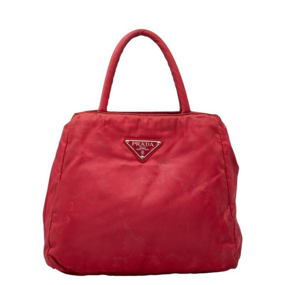 Prada Tessuto handbag iconic triangle logo plate